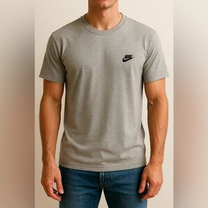 Nike “The Nike Tee” Embroidered Swoosh T-Shirt – Size L – Heather Gray